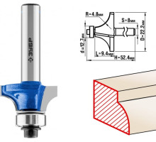 Фреза кромочная калевочная №1 ПРОФЕССИОНАЛ (22.2х9.4х52.4 мм; R4.8 мм; хвостовик 8 мм; ВК6) Зубр 28701-22.2