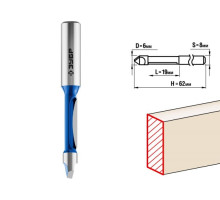 Фреза кромочная прямая со сверлом ПРОФЕССИОНАЛ (8х19х62 мм; хвостовик 8 мм) Зубр 28726-6