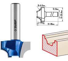 Фреза пазовая фасонная №1 ПРОФЕССИОНАЛ (25.4х14х46 мм; R6.3 мм; хвостовик 8 мм) Зубр 28740-25.4