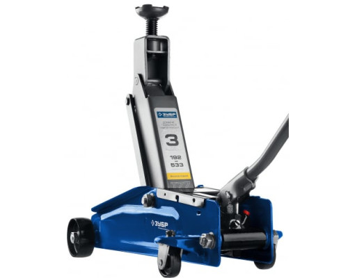 Гидравлический подкатной домкрат 3т, 192-533мм, в кейсе, ЗУБР Профессионал T77 43055-3-K