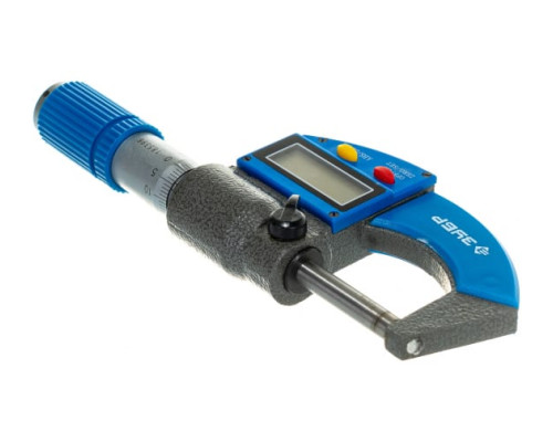 Гладкий цифровой микрометр, МКЦ 25, диапазон 0-25мм, шаг измерения 0,001мм Зубр "ЭКСПЕРТ" 34482-25_z01