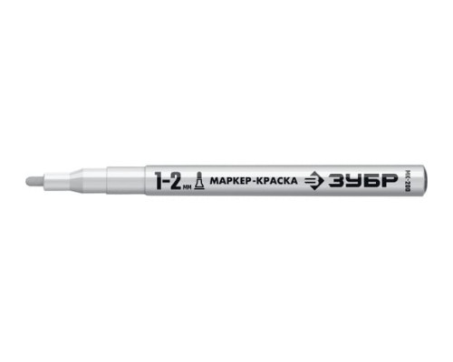 Маркер-краска ЗУБР Профессионал МК-200 круглый наконечник, 1-2 мм, белый 06326-8