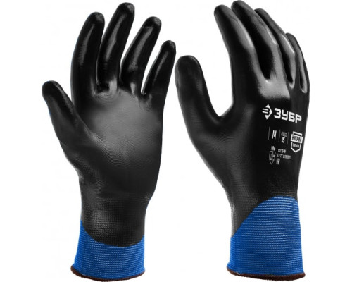 Маслобензостойкие перчатки ЗУБР Механик+ размер M, полный облив, тонкие 11279-M
