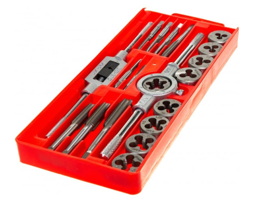 Набор ЗУБР с металлорежущим инструментом, метчики однопроходные и плашки М3-М12, оснастка - в пласт. боксе 20 предметов 2810-H20_z01