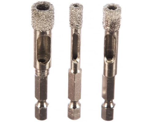Набор алмазных свёрл универсальных (3 шт; сухое сверление; шестигранный хвостовик; 6, 8, 10 мм) Зубр 29865-H3
