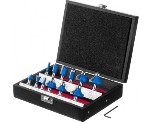 Набор фрез по дереву (12 шт; хвостовик 8 мм) Зубр 28796-H12