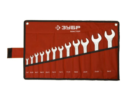 Набор гаечных рожковых ключей Зубр МАСТЕР 12 шт. 27010-H12