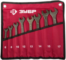 Набор комбинированных ключей ЗУБР Т-80, хромованадиевая сталь, зелёный цинк, 6-17мм, 8шт 27025-H8