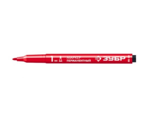 Перманентный маркер ЗУБР МП-100 красный, 1 мм заостренный 06320-3