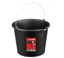 Строительное пластмассовое ведро Зубр 12 л высокопрочное с носиком  06093-12_z02