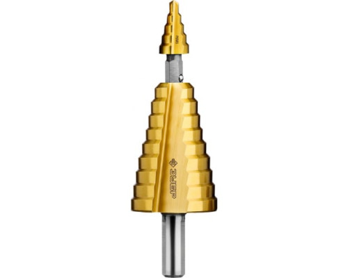 Сверло ступенчатое 2-х модульное Профессионал (4-35 мм; 14 ступеней; Р6М5; TIN) по сталям и цветным металлам ЗУБР 29673-4-35