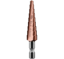 Сверло ступенчатое по сталям и цветным металлам КОБАЛЬТ (4-12 мм; 9 ступеней; Р6М5+Co) ЗУБР 29672-4-12-9_z01