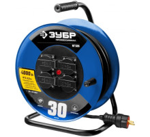 Удлинитель на катушке ЗУБР "КГ 325", 30 м, 4000 Вт, 4 гнезда, IP44, КГ 3х2,5 кв мм, 55079-30