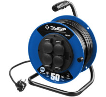 Удлинитель на катушке ЗУБР "ПВС 315", 50 м, 3500 Вт, 4 гнезда, IP44, ПВС 3х1,5 кв мм, 55081-50