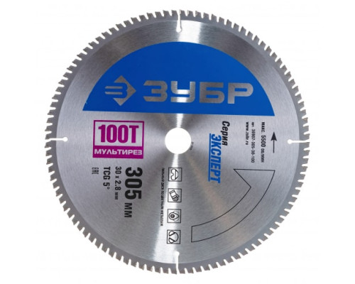 Диск пильный "Точный-МУЛЬТИ рез" (305х30 мм; 100Т) Зубр 36907-305-30-100