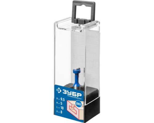 Фреза пазовая Т-образная №1 ПРОФЕССИОНАЛ (9.5х10х48 мм; паз 5 мм; хвостовик 8 мм) Зубр 28749-9.5-48