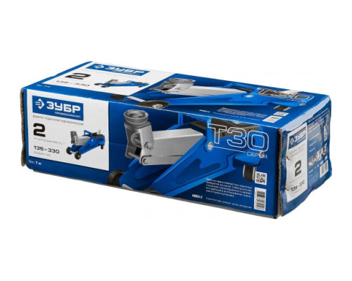 Гидравлический подкатной домкрат 2т, 135-330мм, в кейсе, ЗУБР Профессионал T30 43053-2-K
