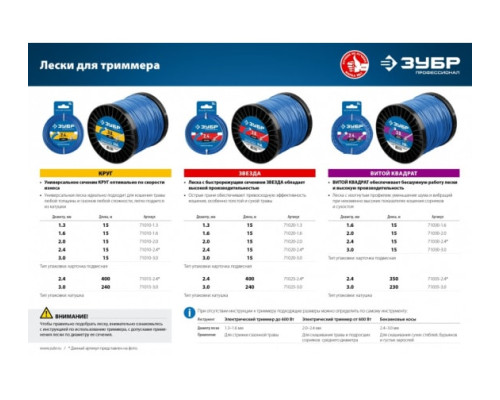 Леска для триммера ЗУБР ЗВЕЗДА Профессионал 2.4 мм, 15 м 71020-2.4