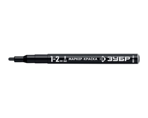 Маркер-краска ЗУБР Профессионал МК-200 круглый наконечник, 1-2 мм, черный 06326-2