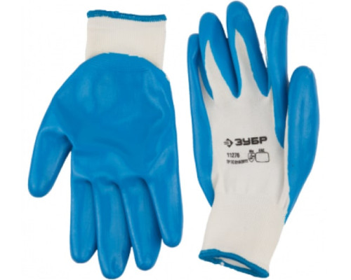 Маслостойкие перчатки для точных работ с нитриловым покрытием XL10 Зубр МАСТЕР 11276-XL