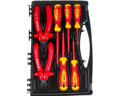 Набор: диэлектрический, высоковольтный губцевый инструмент, до ~1000В, 7шт Зубр ЭКСПЕРТ 2214-H7_z01