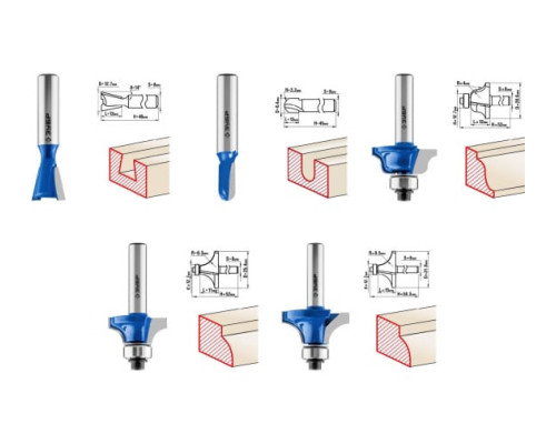 Набор фрез по дереву (12 шт; хвостовик 8 мм) Зубр 28796-H12