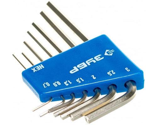 Набор ключей имбусовых Зубр "Эксперт" Мини для точных работ Cr-V HEX 0,7 0,9 1,3 1,5 2 2,5 3 мм 7 шт. 27471-H7