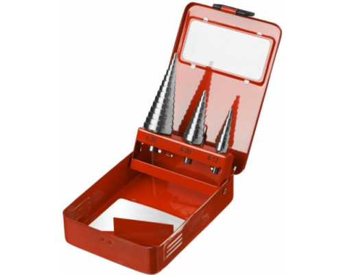 Набор ступенчатых сверл по сталям и цветным металлам МАСТЕР (3 шт; HSS) Зубр 29665-4-30-H3