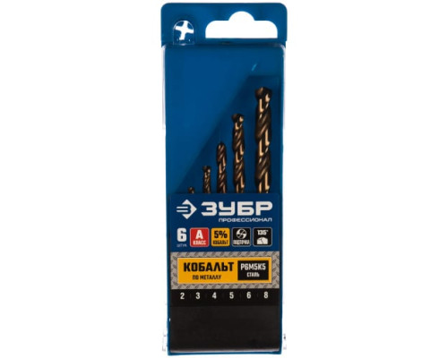 Набор сверл по металлу ПРОФЕССИОНАЛ, 6 шт. Зубр 29626-H6