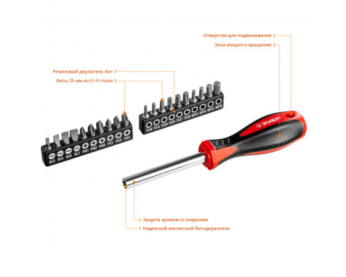 Отвертка с насадками Зубр МАСТЕР 25161-H21