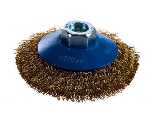 Щетка коническая (100 мм; М14; витая латунированная стальная проволока 0.3 мм) для УШМ 35267-100_z02