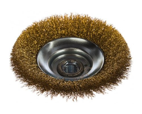 Щетка коническая (125 мм; М14; витая латунированная стальная проволока 0.3 мм) для УШМ 35267-125_z02