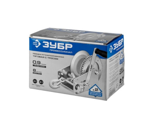 Стационарная тросовая лебедка Зубр, 0,9т 43113-0.9