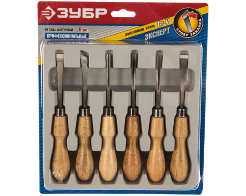 Стамески Зубр ЭКСПЕРТ фигурные профессиональные, 6шт 18373-H6