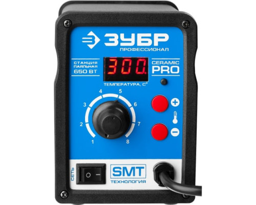 Термовоздушнаяцифровая паяльная станция ЗУБР 100-500C, шаг 1C, 120л/мин, 650Вт, 3 насадки 55350 Термовоздушнаяцифровая паяльная станция ЗУБР 100-500C, шаг 1C, 120л/мин, 650Вт, 3 насадки 55350