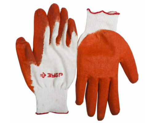 Трикотажные перчатки Зубр МAСTEP 13 класс, х/б, обливная ладонь из латекса, L-XL, 10 пар 11458-K10