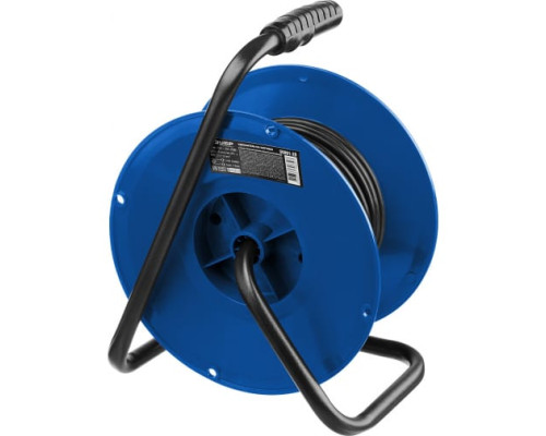 Удлинитель на катушке ЗУБР "ПВС 315", 50 м, 3500 Вт, 4 гнезда, IP44, ПВС 3х1,5 кв мм, 55081-50