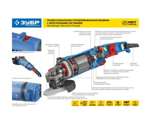 Углошлифовальная машина ЗУБР ПРОФЕССИОНАЛ УШМ-П125-1200 ЭПСТ