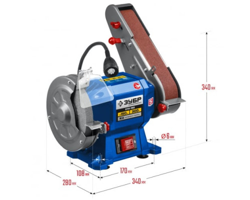 Заточной станок с шлифовальной лентой ЗУБР d150 мм, 300 Вт, ПТЛ-150