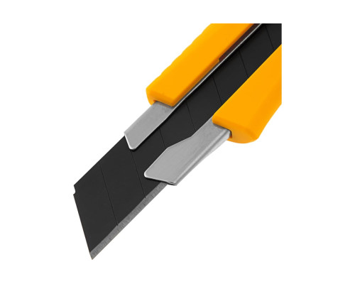 Нож Denzel 18 мм, сменное лезвие, SK4, металлическая направляющая, винтовой фиксатор 78943