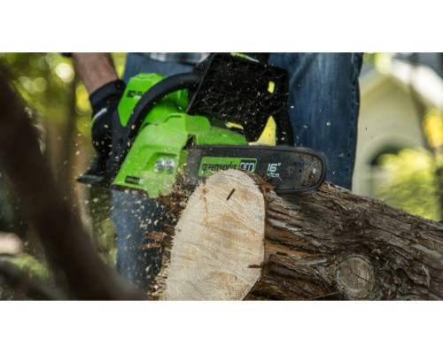 Бесщеточная аккумуляторная цепная пила Greenworks GD60CS40 60 В 2006907 Бесщеточная аккумуляторная цепная пила Greenworks GD60CS40 60 В 2006907