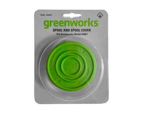 Комплект шпуля с леской 1.65 мм с зеленой крышкой катушки GreenWorks 2926207
