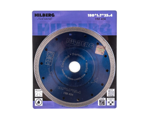 Диск алмазный отрезной Турбо Ультратонкий Х-тип (180х25.4/22.23 мм) Hilberg HM404