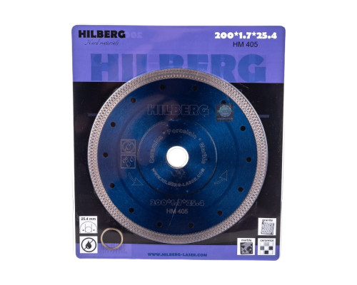 Диск алмазный отрезной Турбо Ультратонкий Х-тип (200х25.4/22.23 мм) Hilberg HM405 Диск алмазный отрезной Турбо Ультратонкий Х-тип (200х25.4/22.23 мм) Hilberg HM405
