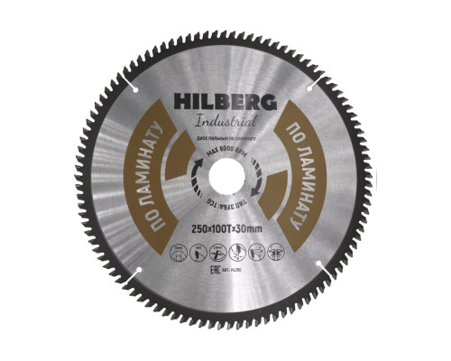 Диск пильный Industrial Ламинат (250x30 мм; 100Т) Hilberg HL250