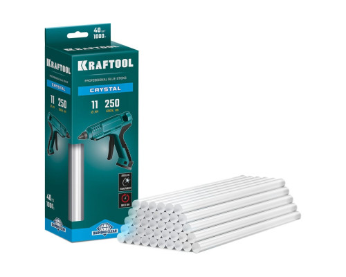 Кристально прозрачные клеевые стержни KRAFTOOL Crystal 40 шт, 11x250 мм 06846-40 Кристально прозрачные клеевые стержни KRAFTOOL Crystal 40 шт, 11x250 мм 06846-40