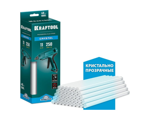 Кристально прозрачные клеевые стержни KRAFTOOL Crystal 40 шт, 11x250 мм 06846-40 Кристально прозрачные клеевые стержни KRAFTOOL Crystal 40 шт, 11x250 мм 06846-40