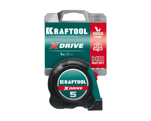 Рулетка  KRAFTOOL X-Drive 5м/25мм с ударостойким обрезиненным корпусом 34122-05-25_z02