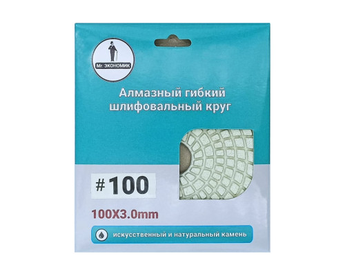 Алмазный гибкий шлифовальный круг 100 мм, № 100 Mr. Экономик 320-0100