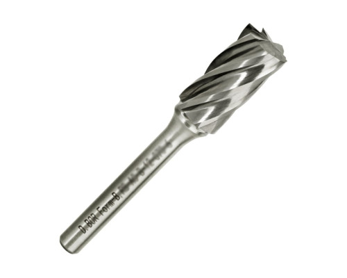 Бор-фреза форма В цилиндр с торцовыми зубьями, ALU, 12х25х70 мм, хв-к 6 мм D.BOR D-RB-AC-B-12-070-6
